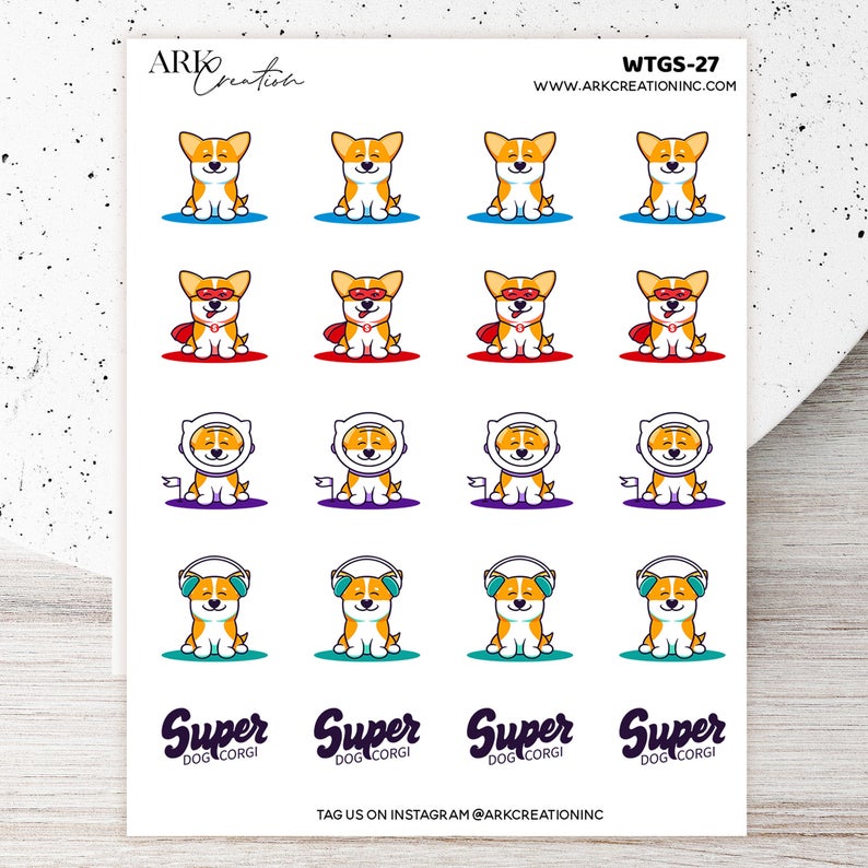 ARK-Mini-Super-Corgi-Sticker-Planner-Stickers-Erin-Condren-Happy-Planner-Life Planner-Passion-Planner