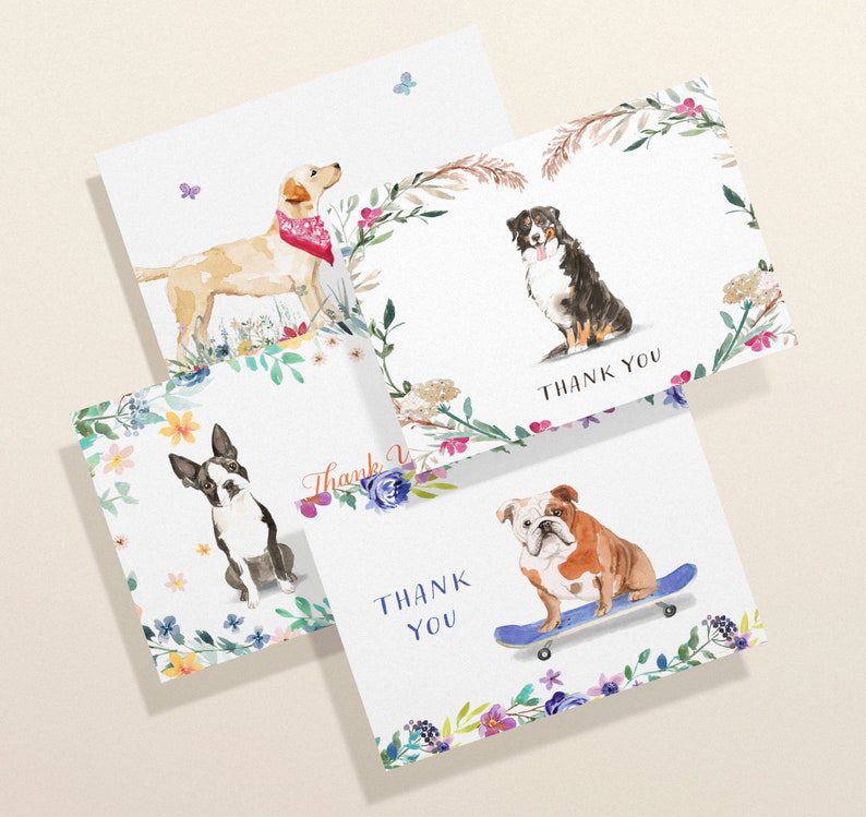 Dog-Thank-You-Cards-12-24-36-Or-48-Eco-Friendly-Greeting-Cards-With-Envelopes