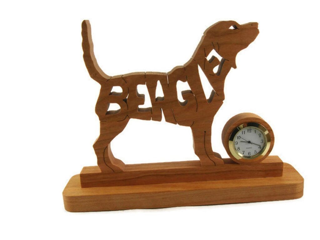 Beagle Dog Desk Or Shelf Clock Handmade From Cherry Wood By KevsKrafts